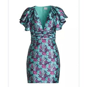 ONE33 Social Ruffle Floral Jacquard Minidress NWT